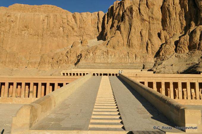 The ramp from the upper terrace, Hatshepsut Temple - Egypt