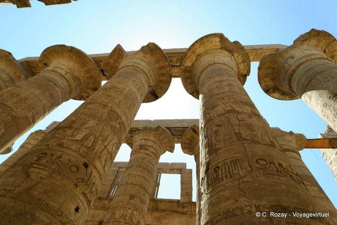 Capitals of the majestic Hypostyle Hall, Temple of Amun, Karnak - Egypt
