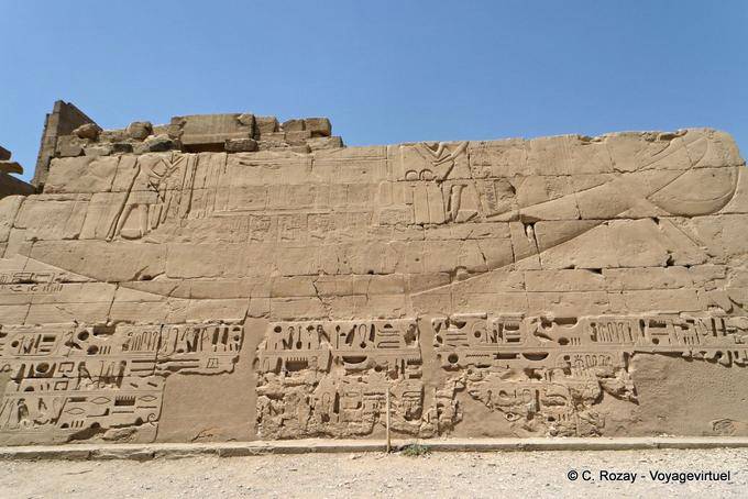 Sacred boat in low relief, Karnak Temple - Egypt