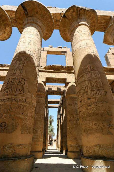 Papyrus columns in the hall dedicated to Amun-Re, Karnak Temple - Egypt