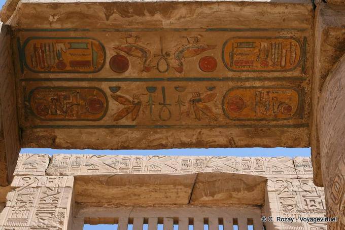 Lintel painted and screen wall, nave of the Great Temple of Amun, Karnak Temple - Egypt