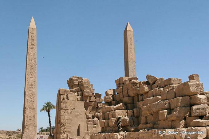 Obelisks of Hatshepsut and Tuthmosis courtyard between the third and fourth pylon, Karnak Temple - Egypt