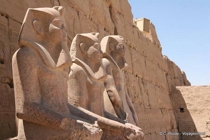 The group of three statues, seventh pylon, Karnak Temple - Egypt