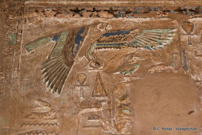 Horus flying colors in the night sky, Akh-menu, Karnak Temple - Egypt