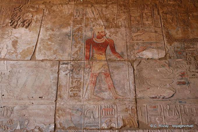 Chapel of Hatshepsut, Color relief, Karnak Temple - Egypt