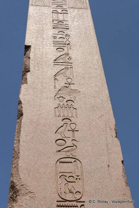Hieroglyphic writing on Obelisk Karnak Temple - Egypt
