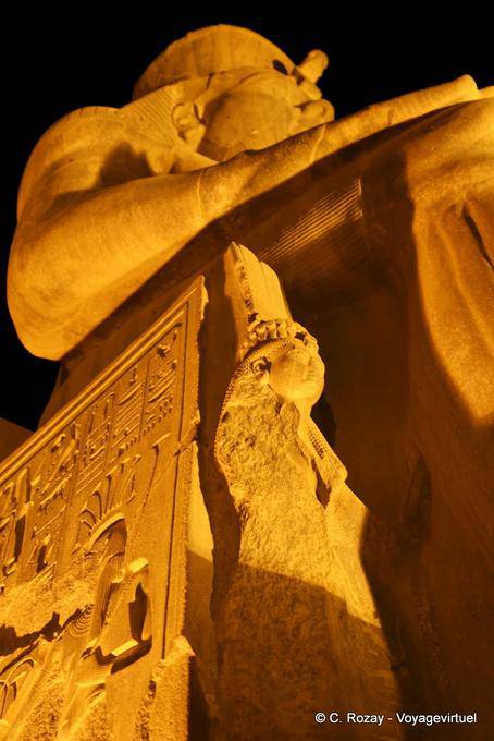 Ramses II and Nefertari sit down his leg, Luxor Temple - Egypt