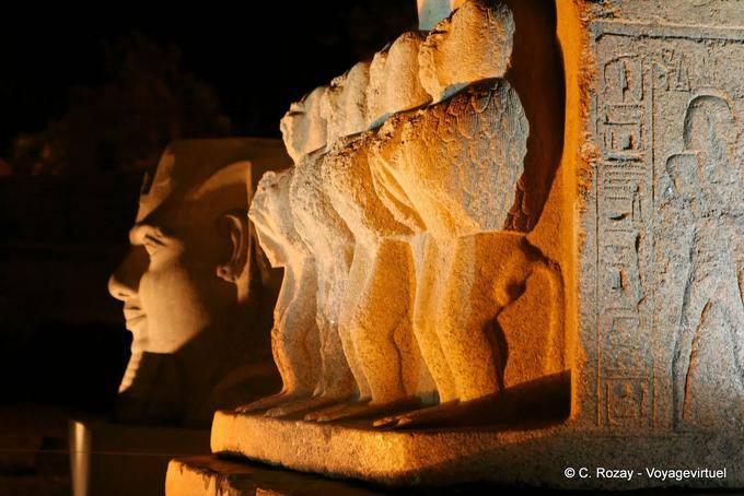 Profiles in the night, sculpture, Luxor Temple - Egypt