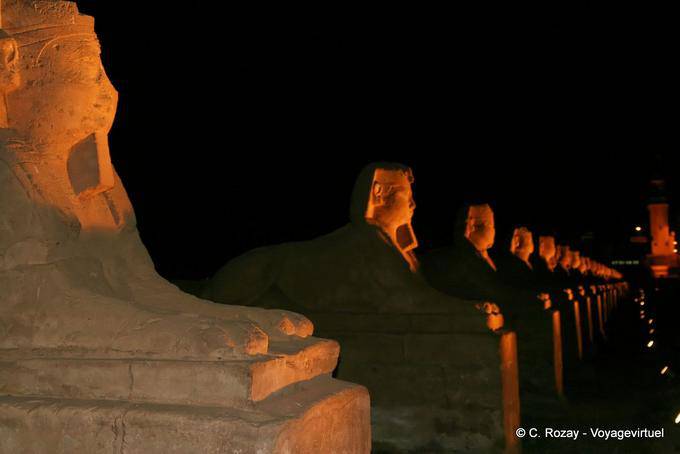 Visges ghostly, night Dromos, Luxor Temple - Egypt