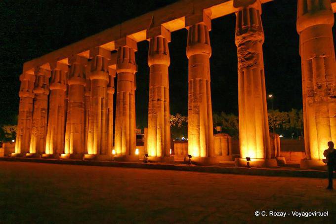 Papyrus columns and fluted fibrous, Court of Amenhotep III, Luxor Temple - Egypt