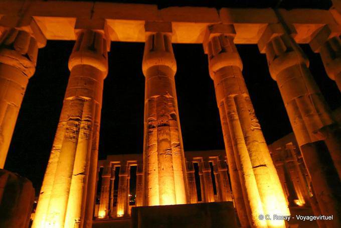 Temple of Luxor, papyrus columns in the night - Egypt
