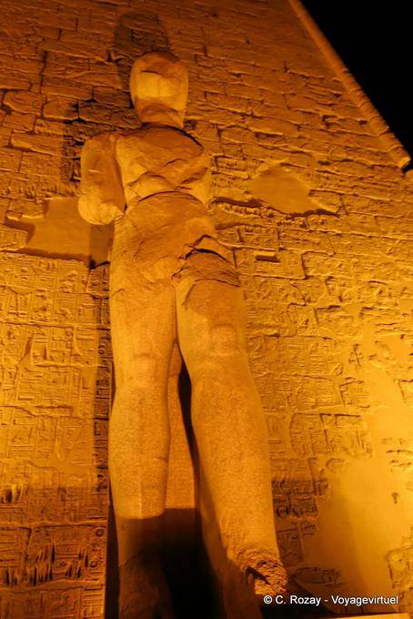 Shadow of the stone colossus, Luxor Temple - Egypt