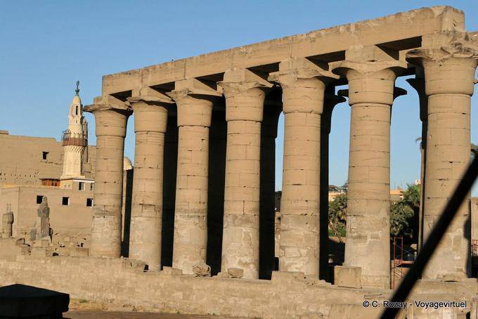 Gallery Colonnade of Amenhotep III and minaret in the background, Luxor Temple - Egypt