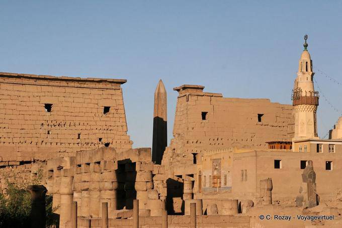 Day view of the rear of the first pylon, Temple of Luxor - Egypt