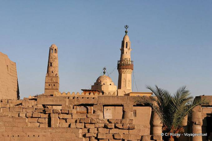 Mosque Abu el-Haggag with his Fatimid minaret Luxor Temple - Egypt