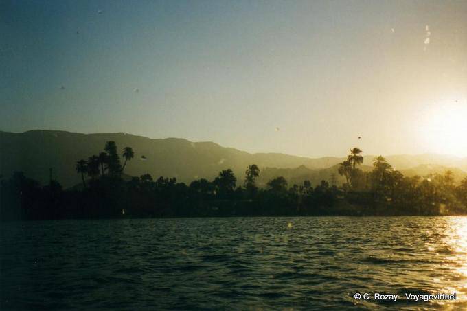 Nile view at dawn from the boat porthole - Egypt