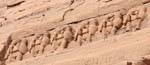 Corniche representative twenty-three baboons in worship, the Great Temple, Abu Simbel, Egypt.