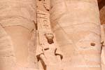 Prince Ramses (son of Isis Nofret) between the legs of the pharaoh, Abu Simbel, Egypt.