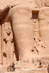 Nefertari and Prince Ramses the foot of the right of the entrance colossus Abu Simbel, Egypt.