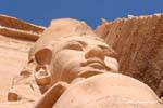 Close-up of a colossal statues of Ramses II, Abu Simbel, Egypt.