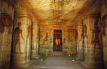 Ibshek, Hypostyle Hall with six square columns, Temple of Nefertari, Abu Simbel, Egypt.