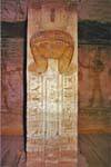 Pillar decorated with a head of Hathor, inside the speos Nefertari, Abu Simbel, Egypt.