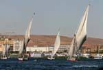 Feluccas turning to wind, Aswan, Egypt.