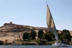 A sailing under the Qoubbet el-Hawa, Aswan, Egypt.
