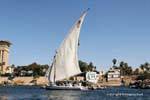Felucca sailing past Elephantine Island in Aswan, Egypt.
