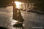 Feluccas at sunset from the terrace of the Old Cataract Hotel, Aswan, Egypt.