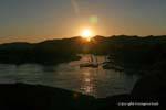 Aswan sunset from the terrace of the hotel bar Old Cataract, Egypt.