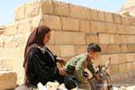 Woman and child descendant of a donkey, Giza, Egypt.