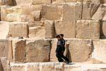Police and size of Khufu Pyramid, Egypt.