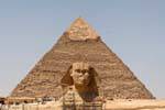 The Sphynx at the center of the Pyramid of Khafre, Egypt.