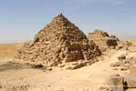 The small pyramids on the Giza Queens archaeological site, Egypt.