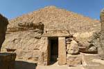 The entrance to the chapel of the cult of Menkaure, Featuring north of the pyramid, Egypt.
