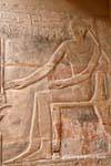 Relief of figure sitting on a throne, mastaba of Mereruka, Saqqara, Egypt.