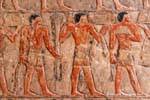 Frieze painted in original colors, Mastaba of Mereruka, Saqqara, Egypt.