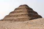 Panoramic view of the Pyramid at Saqqara, works built in stone, Egypt.