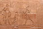 Battle of Horus against Seth, fresco hammered by Coptic, Ambulatory Edfu Temple, Egypt.