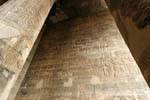 Bas-reliefs on the wall of the Hypostyle Hall, Temple of Esna, Egypt.