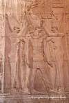 Coronation by two naked goddesses appearing Upper and Lower Egypt, temple of Kom Ombo, Egypt.