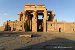 View from the Great Court of the exterior of Pronaos, temple of Kom Ombo, Egypt.