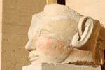 Broken head in profile, sculpture of the temple of Hatshepsut, Egypt.