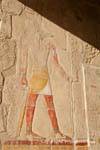 Anubis with the was scepter (left hand) and the ankh (right), Hatshepsut Temple, Egypt.