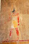 Color representation of Anubis, the funerary god master of cemeteries and embalmers, Hatshepsut Temple, Egypt.