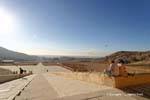View of the lower courts, stairways and the valley since the last terrace site of Hatshepsut, Egypt.