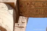 Color hieroglyphics on a lintel, Karnak Temple, Egypt.