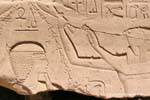 Horus and the king to the false beard, relief, Karnak Temple, Egypt.
