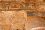 Decoration on the top of the column and lintel, colors time Akh-Ménou, Karnak, Egypt.